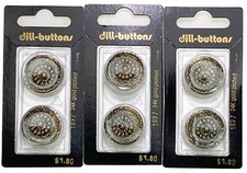 3 Dill Buttons 2 Pack 24K Plated Round Embossed 7/8” (23mm) Style 1897 picture
