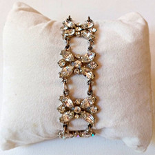 Christian Dior for Kramer Vintage Rhinestone Fold Over Clasp Bracelet Signed picture