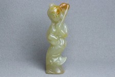 Chinese Antique Old Natural Jade Hand-Carved Beauty Statues picture