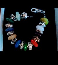  Trollbeads 1997 Retired sterling silver & Jade, Zodiac Themed Full Bracelet picture