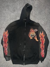 Vintage 90s Harley-Davidson Flame Tiger Zip Hoodie picture