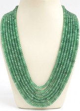 Green 7 Strand Beaded Necklace Statement Layered Faceted Gemstone Long Necklace picture