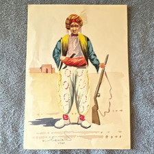 E. Lachia Signed 1963 Paper Print Man in Traditional Clothing w/ Rifle 11x8