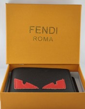 Fendi Soft Grain Black Leather Bi-Fold Passport Size Men Wallet /  picture