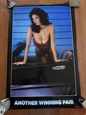 Vintage Hot Girl Another Winning Pair car garage poster 1986 Pinup Man Cave New picture