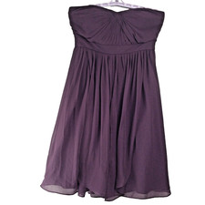 Jenny Yoo Bridesmaid Strapless Plum Chiffon Dress Annabelle Elegant Flowy Sz 6 picture