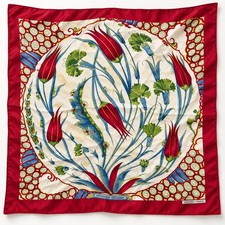 Hermes Ceramique Ottomane Carre 90 Silk Scarf Laurence Bourthoumieux 2001 Red picture