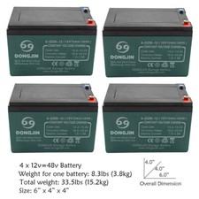 4pc  6-DZF 6-DZM-12 12V SLA Battery for 48V  Scooter Go Kart ATV Quad Golf Cart picture