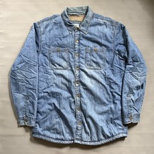 LL Bean Sherpa Lined Button Down Jacket Men's Size Large Tall Denim Shacket picture