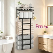 Towel Racks for Bathroom Wall Mounted, 4-Tier Bathroom Towel Rack with Basket picture