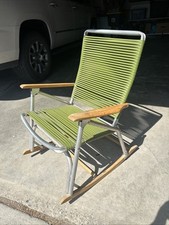 Vtg Telescope Furniture Company Folding Wood Vinyl Tubing Aluminum Rocking Chair picture