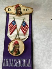 Antique D. of P. Double-Sided Mourning Ribbon Badge (Walnutport, PA) picture
