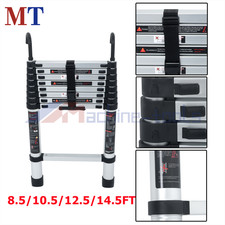 8.5/10.5/12.5/14.5 FT W/ Non-Slip Feet & Stable Hook Telescoping Ladder Aluminum picture