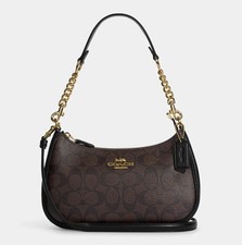 NWT COACH CA548 Teri Shoulder Bag In Signature Canvas/Gold/Brown picture