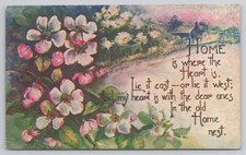 Antique 1910 Postcard Home is Where the Heart Is Poem Apple Blossoms Sandford Co picture