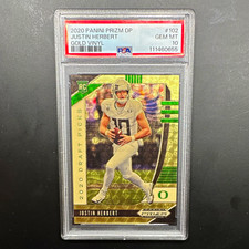 2020 Panini Prizm Draft Picks Justin Herbert Gold Vinyl #102 PSA 10 RC 4/5 picture