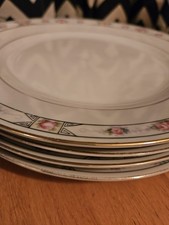 Vintage Art Deco Nortitake China 4 Piece Set Roses Gold Trim picture