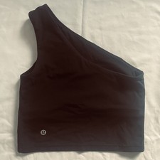 lululemon Ribbed Nulu™ Asymmetrical Yoga Bra in Black, Size 2 picture