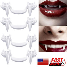 4×Retractable Vampire Teeth Fangs Halloween Cosplay Makeup Zombie Dentures Teeth picture