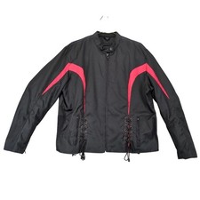 Daniel Donovan Black Red Motorcycle Jacket Mens L Cordura Lace Up Motocross Y2K picture