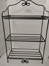 Longaberger Wrought Iron 3 Tier Bread Basket Free Standing OR Wall Hang Rack SEE picture