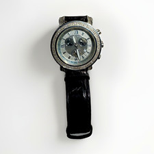 Joe Rodeo Quartz Chronograph 46mm Silver Dial Black Leather Strap Box Papers picture