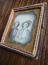 Civil War Era 6th Plate Glass Ambrotype Photo Two Southern Gents Smoking Cigars picture