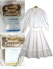 Vintage Gunnies Jessica McClintock 2pc Skirt Set Sz 9 Ivory Victorian 1970s READ picture