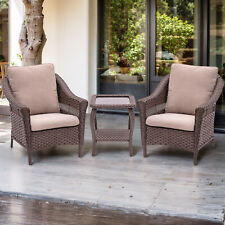 3-Piece Wicker Furniture Set Outdoor Patio Conversation Furniture Set w/Cushions picture