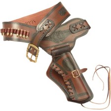 Denix Old West Leather Holster With Replica Non-Firing Bullets, Brass Fittings picture