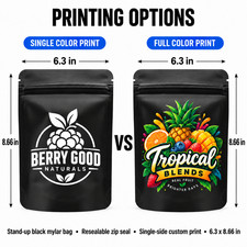 3.5g/28g Custom Printed Mylar Bags Stand Up Resealable Zip Pouches Black 100pcs picture