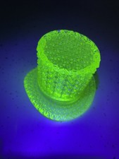 Vintage VASELINE  GLOW Fenton Uranium Glass Top Hat toothpick/match holder picture