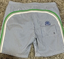 Sundek Men’s Striped Swim Trunks Blue White Size 34 Drawstring Mesh 6.5” Inseam  picture