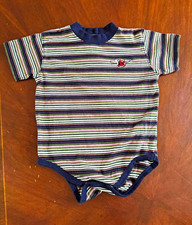 Vintage Sesame Street Elmo Striped Embroidered Short Sleeve Bodysuit 24M picture