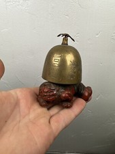 Stunning Japanese Meiji Era Oni Call Bell Missing Foot Intricate Metalwork Carve picture
