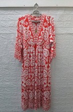 New Boden Nell Kimono Midi Jersey Dress Bright Cherry Ornate Sz 12R picture