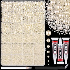 13000Pcs Flatback Pearls for Crafting Large Pack + 3Pcs Glue, Beige picture