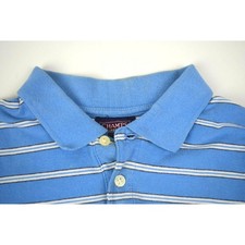 Vintage 80s Champs Sport polo Shirt Blue White Stripe Shirt Mens M 80s Grunge picture