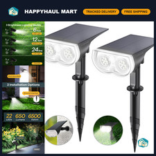 Solar Landscape Spotlight Lights - Waterproof Outdoor Lighting, Daylight, 2 Pack picture
