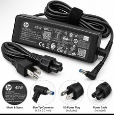 HP Original 45W Laptop Charger AC Adapter 19.5V 2.31A Blue Tip w/ Power Cord picture