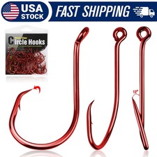 50-100PCS Circle Hooks - Red Black Saltwater & Freshwater Octopus Fishing Hooks picture