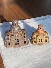 Two Antique Cast Iron Domed Mosque Penny Banks by Grey Iron Casting Co. picture