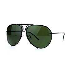 Oversized Round Pilot Sunglasses Metal Rims Behind Lens Spring Hinge picture