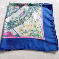 Hermes Carre 90 Les Jardins de Giverny Silk Scarf Blue picture