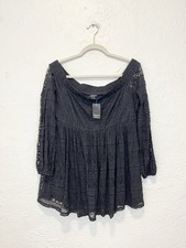 Torrid Babydoll Top Black Lace Off Shoulder size Large L picture