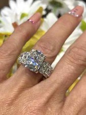 4.50Ct Cushion Cut Moissanite Wedding Engagement Ring Real 925 Sterling Silver picture