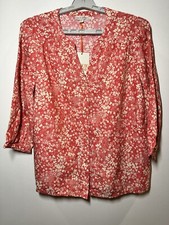 Women's 3/4 Sleeve V-Neck Blouse - Knox Rose Red Large picture