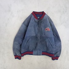 Vintage Columbus Blue Jackets Leather Suede Bomber Jacket Size XL NHL picture