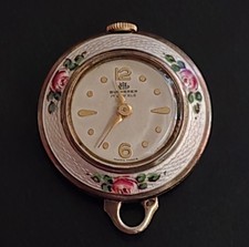 Vintage Bucherer Pendant Watch 17 Jewel Hand Painted Enamel Cloisonne Works Well picture
