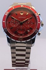 Vintage Movado Chronograph Red Dial Date Working Condition Men's Wrist Watch picture